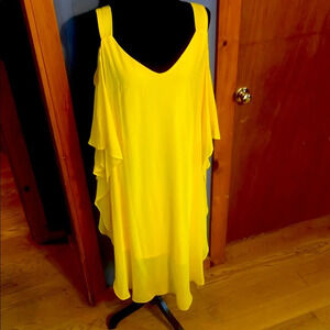 NWT- cold shoulder vibrant yellow dress.